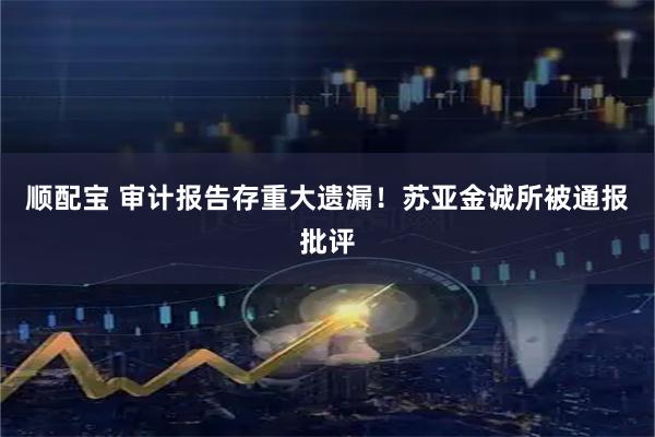 顺配宝 审计报告存重大遗漏！苏亚金诚所被通报批评
